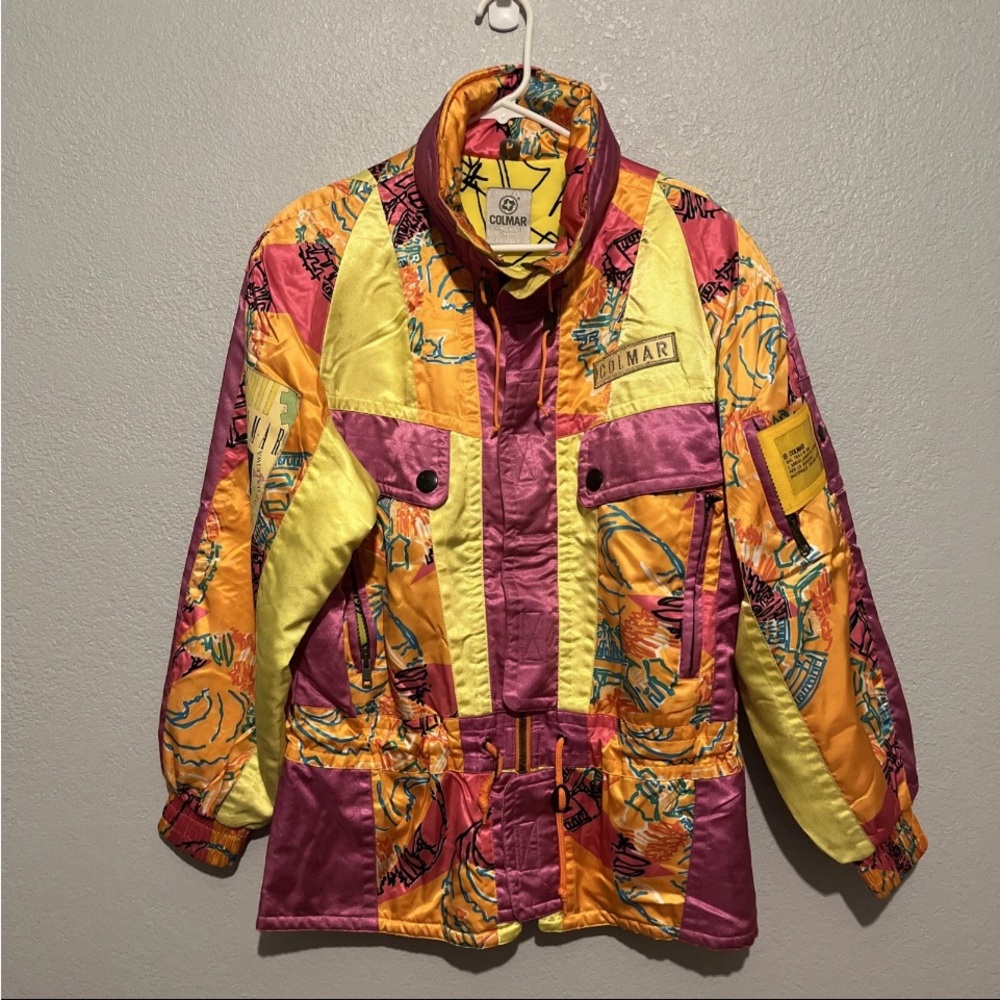 Vintage Colmar Colorful Ski Jacket With Hidden Hood Size- Large